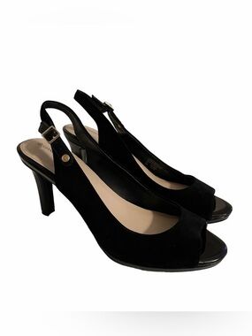 Giani Bernini Black "Blankaa" Peep Toe Sling Back Heel 10M